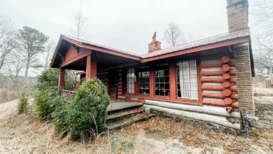 Photo of his quaint fixer-upper is a vintage log cabin constructed in 1950. $115,000